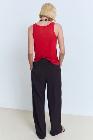 Haut en lin manches - Rouge