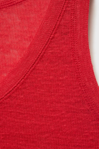 Haut en lin manches - Rouge