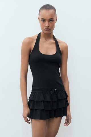 Robe à emmanchures américaines à volants - Noir