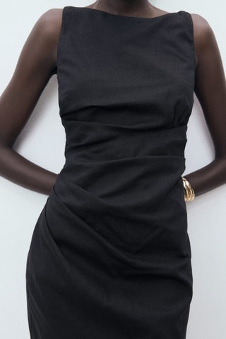 Robe en lin drapé - Noir