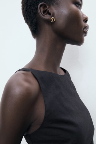 Robe en lin drapé - Noir
