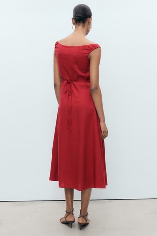 Robe en lin mélangé à boutons - Paprika