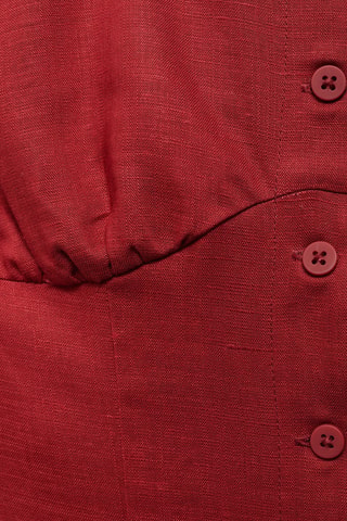 Robe en lin mélangé à boutons - Paprika