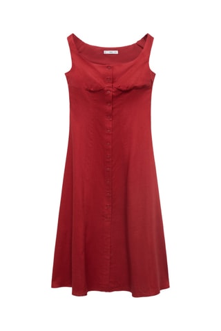 Robe en lin mélangé à boutons - Paprika