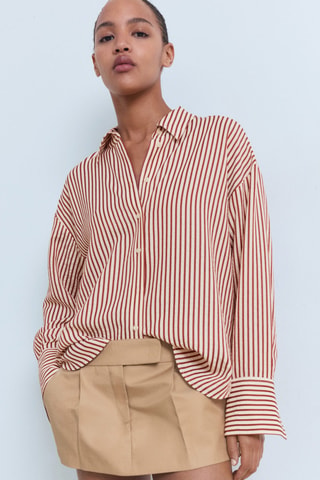 Chemise droite rayures - Orange