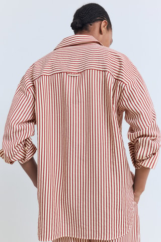 Chemise droite rayures - Orange