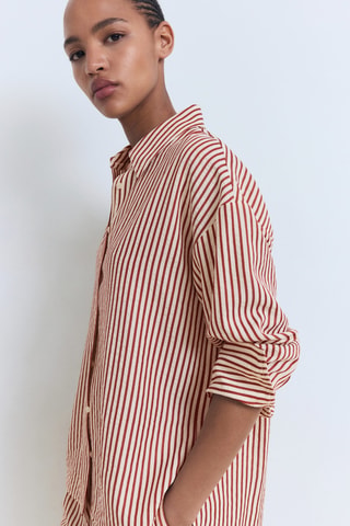 Chemise droite rayures - Orange