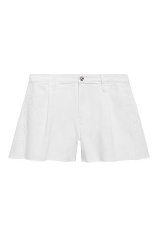 Short en jean bas effiloché pinces - Blanc