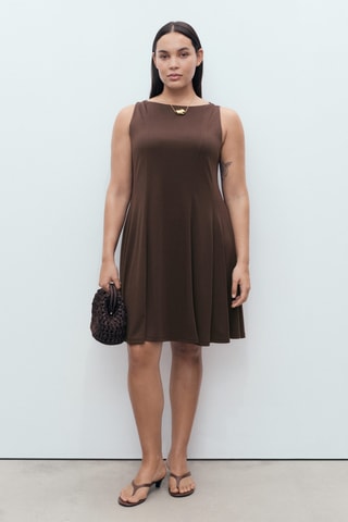 Robe plissée et évasée - Chocolat