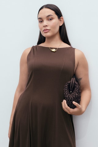 Robe plissée et évasée - Chocolat