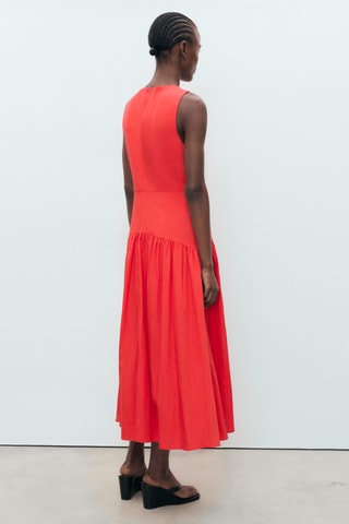 Robe longue ourlet froncé - Rouge Foncé