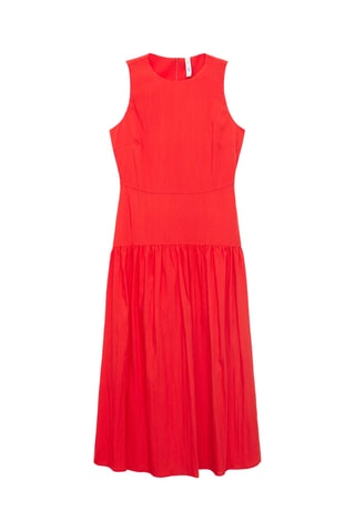Robe longue ourlet froncé - Rouge Foncé
