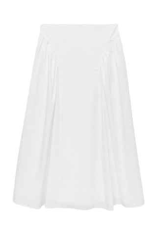 Jupe midi coton à fronces - Blanc