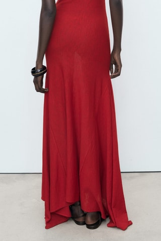 Robe en maille bas asymétrique - Rouge