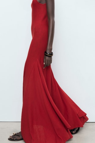 Robe en maille bas asymétrique - Rouge