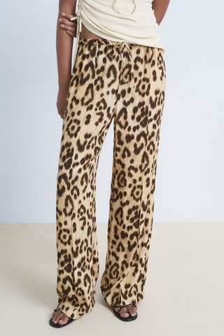 Pantalon droit léopard - Beige