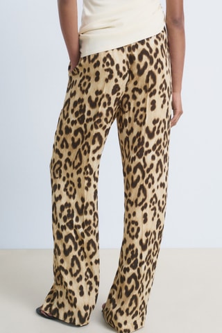 Pantalon droit léopard - Beige