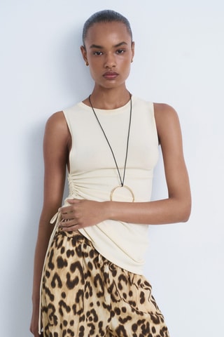 Pantalon droit léopard - Beige