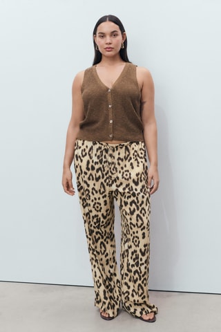 Pantalon droit léopard - Beige
