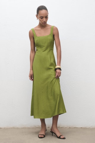 Robe midi coutures - Vert