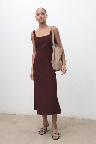 Robe midi coutures - Grenat