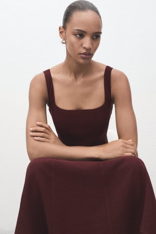 Robe midi coutures - Grenat