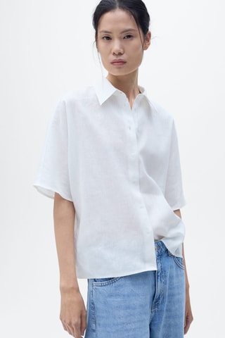 Chemise lin manches courtes - Blanc Cassé