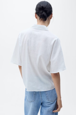 Chemise lin manches courtes - Blanc Cassé