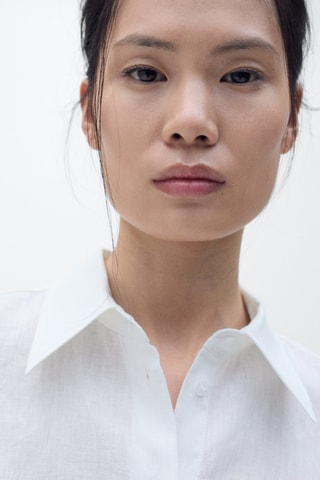 Chemise lin manches courtes - Blanc Cassé