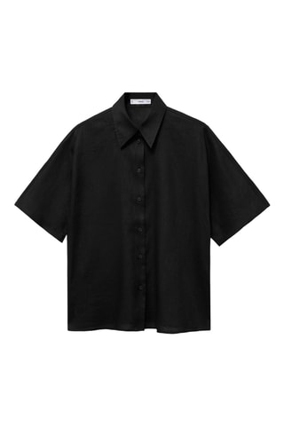 Chemise lin manches courtes - Noir