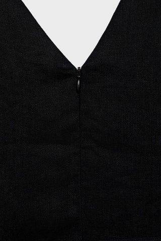 Robe évasée lin ceinture - Noir