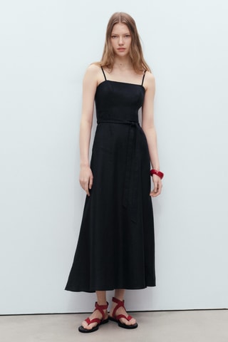 Robe lin nœud - Noir