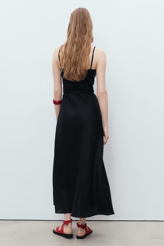 Robe lin nœud - Noir