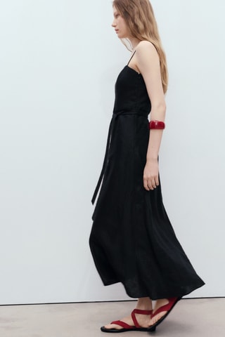 Robe lin nœud - Noir