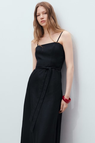 Robe lin nœud - Noir