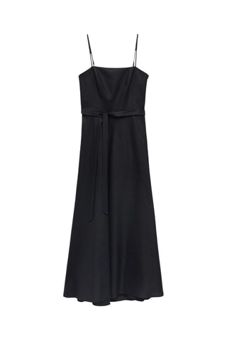 Robe lin nœud - Noir