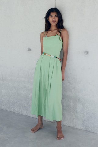 Robe midi à pinces - Vert Menthe