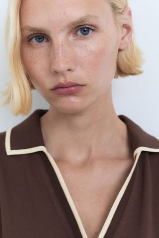 Robe à bretelles style polo - Chocolat