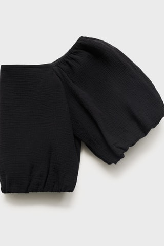 Blouse coton manches bouffantes - Noir