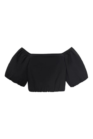 Blouse coton manches bouffantes - Noir