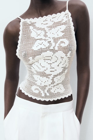 Top en crochet dos nu - Blanc Cassé