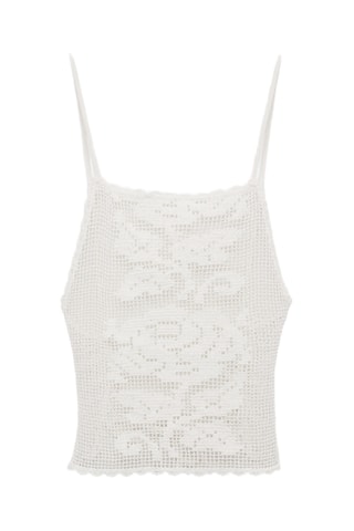 Top en crochet dos nu - Blanc Cassé