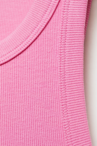 Top côtelé en coton - Rose Pastel