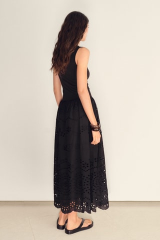 Robe combinée broderie ajourée - Noir