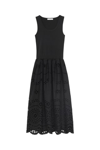 Robe combinée broderie ajourée - Noir