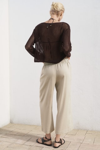Pantalon crop lin - Beige