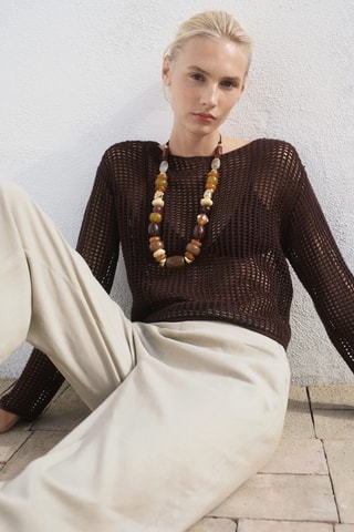 Pantalon crop lin - Beige