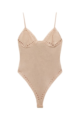 Body en lurex avec détails ajourés - Doré