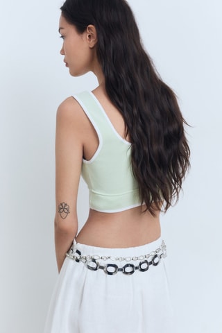 Top maille bords contrastants - Vert Menthe