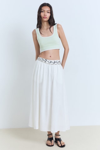 Top maille bords contrastants - Vert Menthe